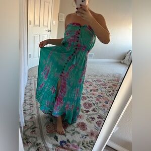 Tiare Hawaii Tie-Dye Strapless Maxi Dress